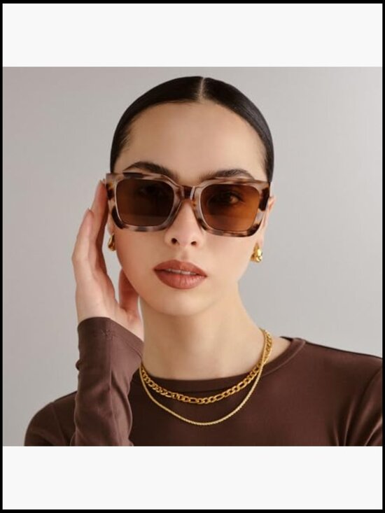 Square Acetate Sunglasses with Polarized Lenses